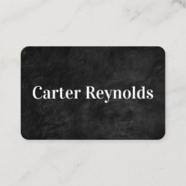Zwart leder met witte tekst visitekaartje