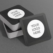 Zwart leder op maat vierkante visitekaartje