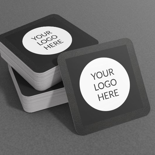 Zwart leder op maat vierkante visitekaartje