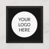 Zwart leder op maat vierkante visitekaartje (Voorkant)