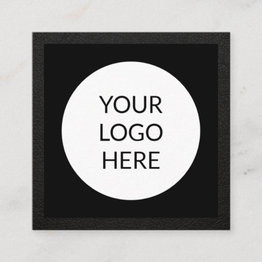 Zwart leder op maat vierkante visitekaartje (Voorkant)