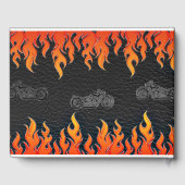 Zwart leder & Oranje vlammen motorfiets bruiloft Gastenboek (Achterkant)