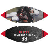 Zwart leder Rood afdrukkenNummer Team Foto American Football (Panelen)