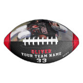 Zwart leder Rood afdrukkenNummer Team Foto American Football (Voorkant)