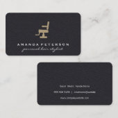 zwart leder | salonstoel | kapperszaak visitekaartje (Voorkant / Achterkant)