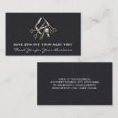 zwart leder | salonstoel | Loyaliteitskorting Visitekaartje (Voorkant / Achterkant)