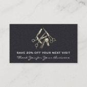 zwart leder | salonstoel | Loyaliteitskorting Visitekaartje (Voorkant)