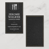 Zwart leder | Stitched Strap Visitekaartje (Voorkant / Achterkant)