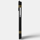 Zwart  leder Textuur Gold Stripes Case-Mate iPhone Case (Achterkant / Links)