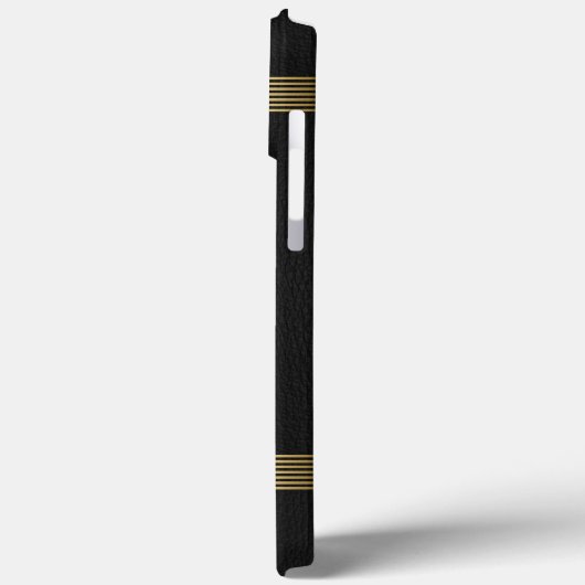 Zwart leder Textuur Gold Stripes Case-Mate iPhone Case (Achterkant / Links)