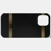 Zwart  leder Textuur Gold Stripes Case-Mate iPhone Case (Achterkant (horizontaal))