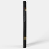 Zwart  leder Textuur Gold Stripes Samsung Galaxy Hoesje (Rechterkant)
