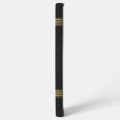 Zwart  leder Textuur Gold Stripes Samsung Galaxy Hoesje (Linkerkant)