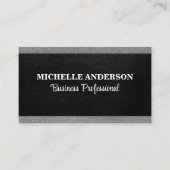 Zwart leder | Trim grijs weefsel Visitekaartje (Voorkant)