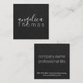 Zwart leder vierkante visitekaartje (Voorkant / Achterkant)