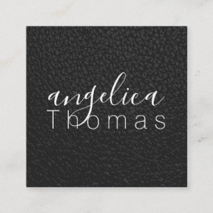 Zwart leder vierkante visitekaartje