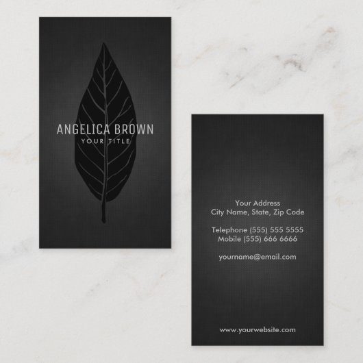 Zwart leder visitekaartje (Voorkant / Achterkant)