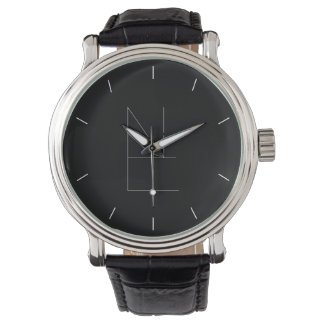Zwart leder voor mens (Noble Elegance) Horloge