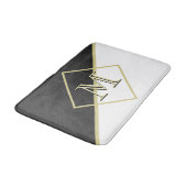 Zwart leder Witte Goud 3 kleurenmonogram Badmat (Gekanteld)