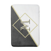 Zwart leder Witte Goud 3 kleurenmonogram Badmat (Voorkant Verticaal)