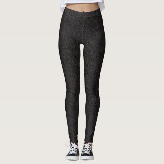 Zwart leder ziet er uit als trompe l'oeil leggings (Voorkant)