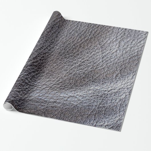 Zwart lederachtig patroon cadeaupapier (Uitgerold)