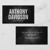 Zwart ledereffect Huge Bold Text Visitekaartje (Voorkant / Achterkant)