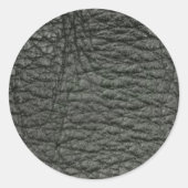Zwart ledereffect ronde sticker (Voorkant)
