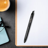 Zwart lederen aangepaste monogram naam script zwarte inkt pen