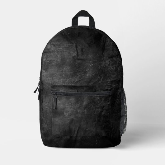 Zwart lederen achtergrond bedrukte rugzak (Voorkant)