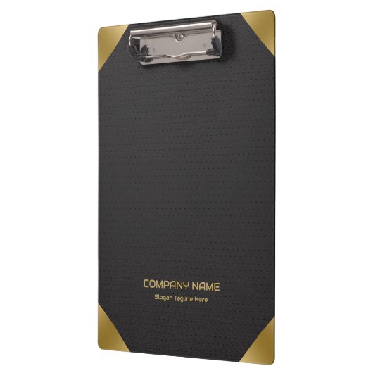 Zwart lederen afbeelding afdrukken met gouden acce klembord (Links)