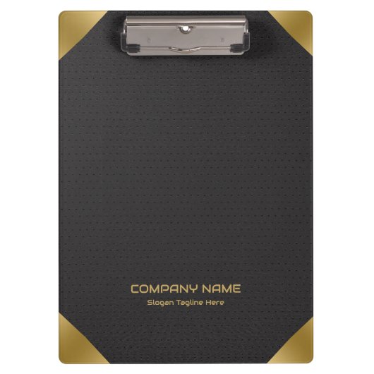 Zwart lederen afbeelding afdrukken met gouden acce klembord (Voorkant)