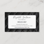 Zwart lederen diamant stiksel visitekaartje (Achterkant)