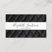 Zwart lederen diamant stiksel visitekaartje (Voorkant)