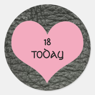 Zwart lederen effect 18 vandaag ronde sticker