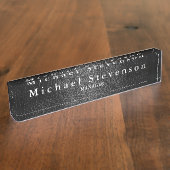 Zwart lederen effect Elegant Modern Desk Naambordje (Zijkant)