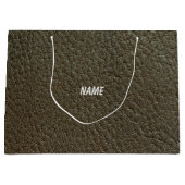 Zwart lederen geschenktas groot cadeauzakje (Voorkant)