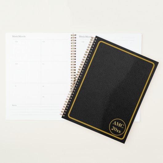 Zwart Lederen Goud Lijst Planner (Display)