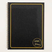 Zwart Lederen Goud Lijst Planner (Voorkant)