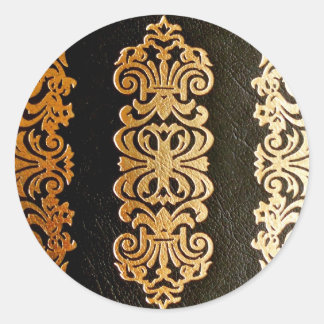 Zwart lederen goud reliëfpatroon ronde sticker