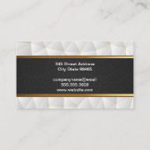 Zwart lederen goud | Witte geometrische driehoeken Visitekaartje (Achterkant)