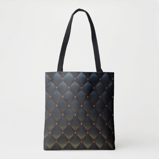Zwart lederen gouden draad diamanten tote bag (Voorkant)