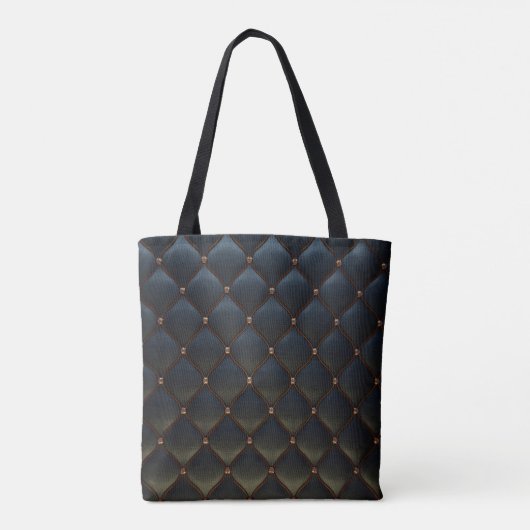 Zwart lederen gouden draad diamanten tote bag (Achterkant)