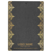 Zwart  lederen gouden rand Lijst Klembord (Achterkant)