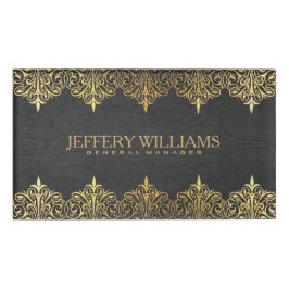  zwart lederen gouden wervelingen Lijst Naambadge