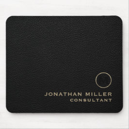 Zwart lederen goudmonogram muismat