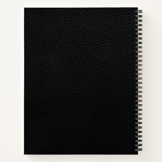 Zwart lederen goudmonogram notitieboek (Achterkant)