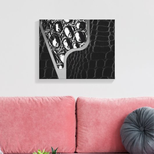 Zwart lederen krokodil textuur canvas afdruk (Insitu (Woonkamer))