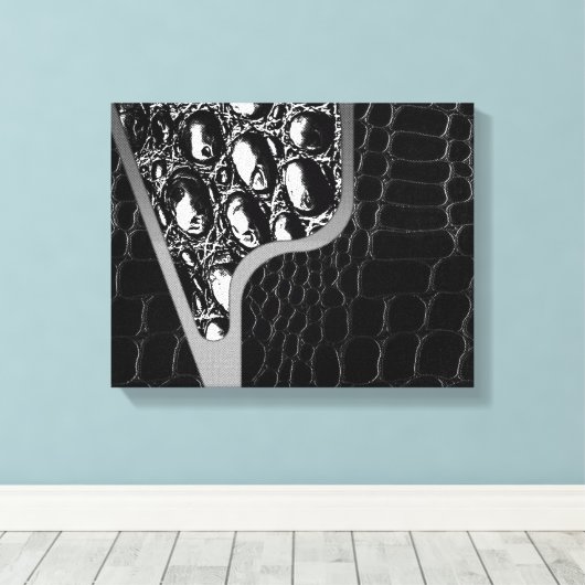 Zwart lederen krokodil textuur canvas afdruk (Insitu (Houten vloer))