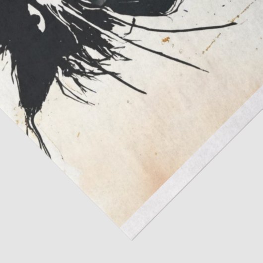 Zwart lederen laars kat modieuze decoupage tissuepapier (Detail)